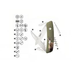 Swiza D05 Hunting Chamois Olive, couteau suisse fabriqué en Suisse