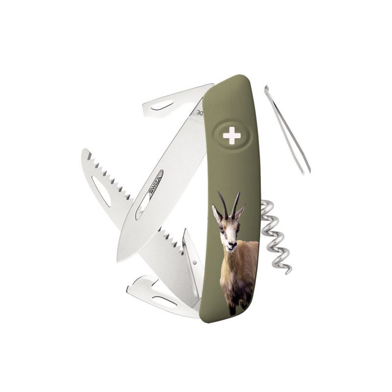 Swiza D05 Hunting Chamois Olive, couteau suisse fabriqué en Suisse
