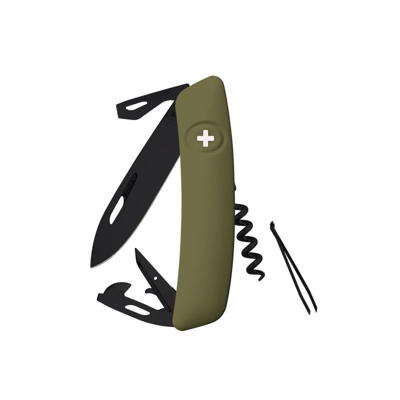 Swiza D03 All Black Olive, Swiss army knife made in Swiss
