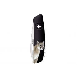 Swiza TT03 Tick Tool Wildlife Puma Black, Swiss army knife made in Swiss