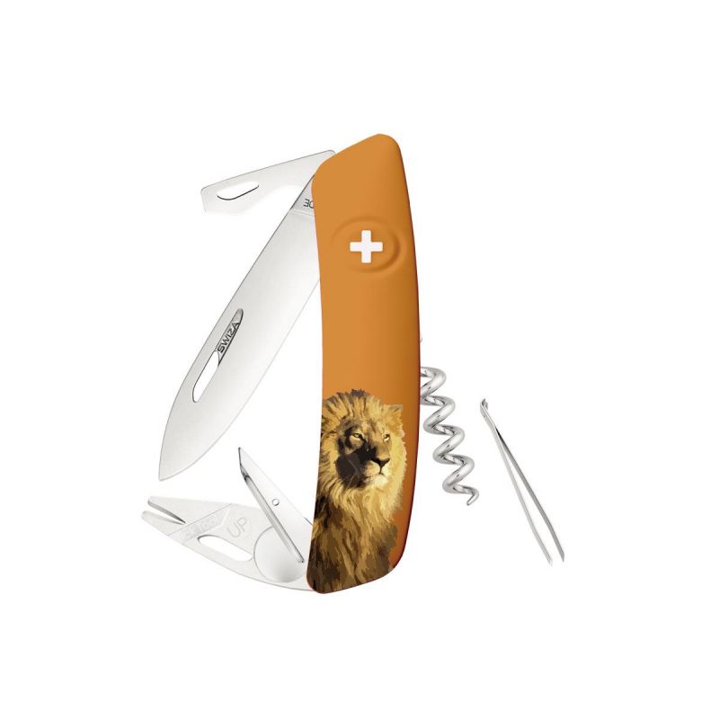 Swiza TT03 Tick Tool Wildlife Lion Orange, couteau suisse fabriqué en Suisse