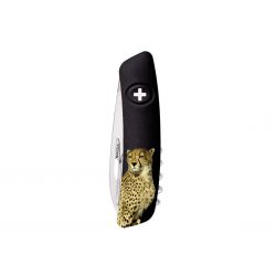 Swiza TT03 Tick Tool Wildlife Cheetah Black, szwajcarski scyzoryk wyprodukowany w Szwajcarii