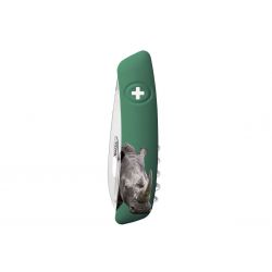 Swiza TT03 Tick Tool Wildlife Rhinoceros Green, Coltellino Svizzero made in Swiss