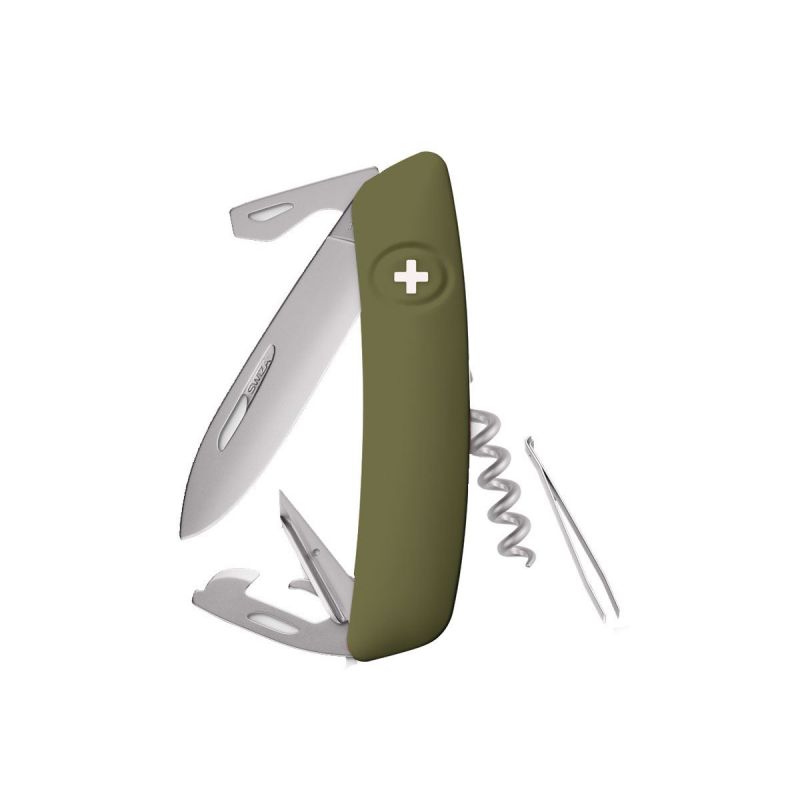 Swiza D03 AllMatt Olive, Swiss army knife made in Swiss