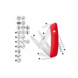 Swiza D07 Red, Swiss Army Knife with scissors Made in Swiss