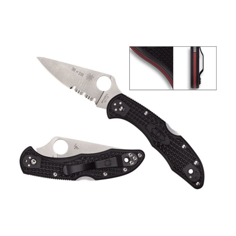 Spyderco Delica 4 Thin Red Line Combo C11FPSBKRD