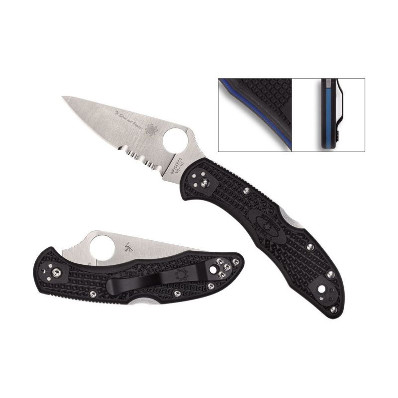 Spyderco Delica 4 Thin Blue Line Combo C11FPSBKBL