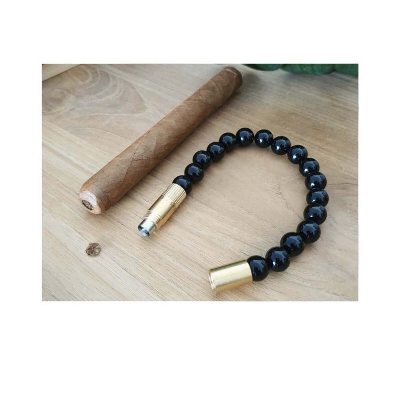 Les Fines Lames Punch Brass Bracelet in Onyx color - Size M