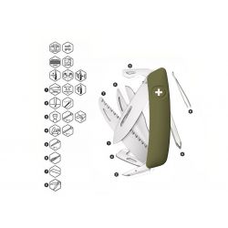 Swiza D10 Oliven, Multifunktionales Schweizer Taschenmesser