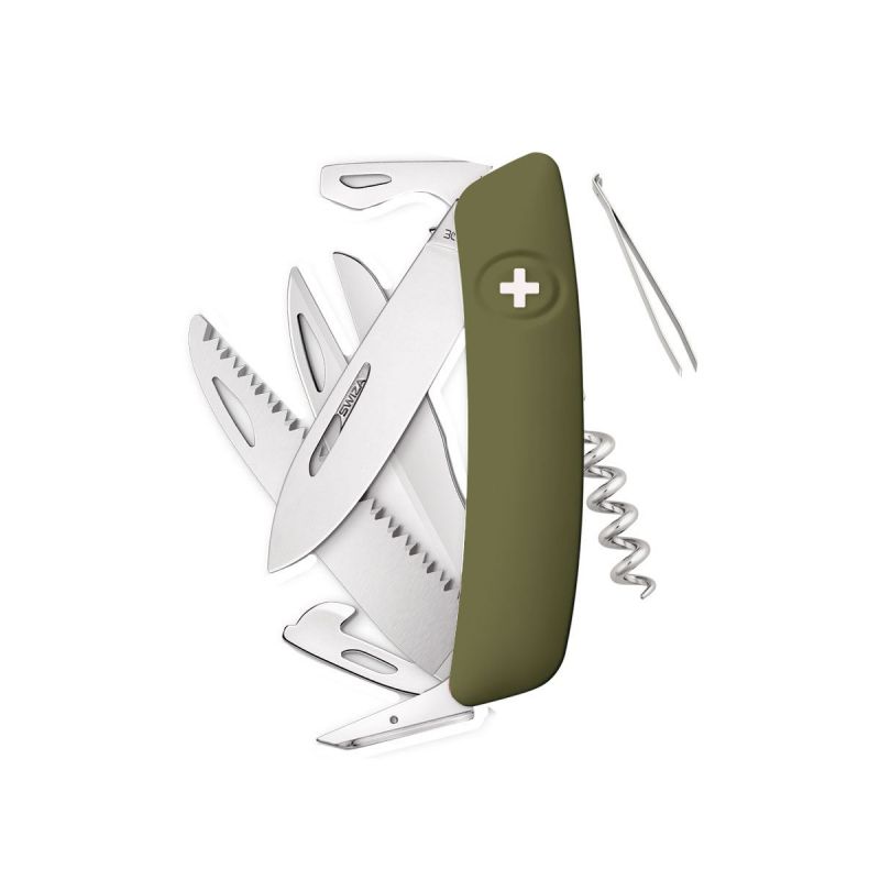 Swiza D09 Olive, multifunctional Swiss army knife