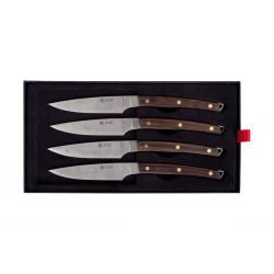 Icel - Set coltelli da bistecca, 4 pz con manico in legno di palissandro