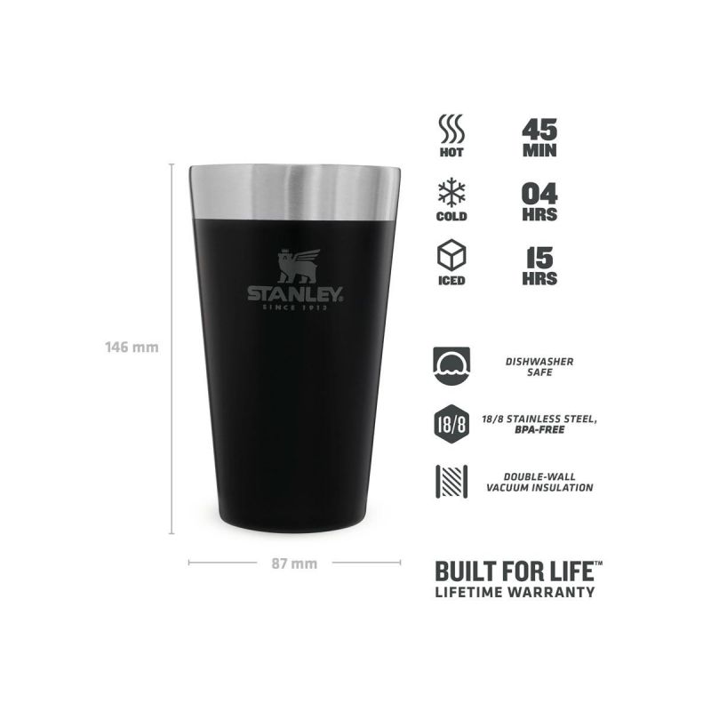 Stanley Adventure Stacking Beer Pint 16oz/470ml Matte Black Pebble