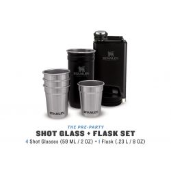 Set Fiaschetta tascabile Stanley, Adventure Pre-Party Shot Glass + Flask Set 6 pz Matte Black Pebble