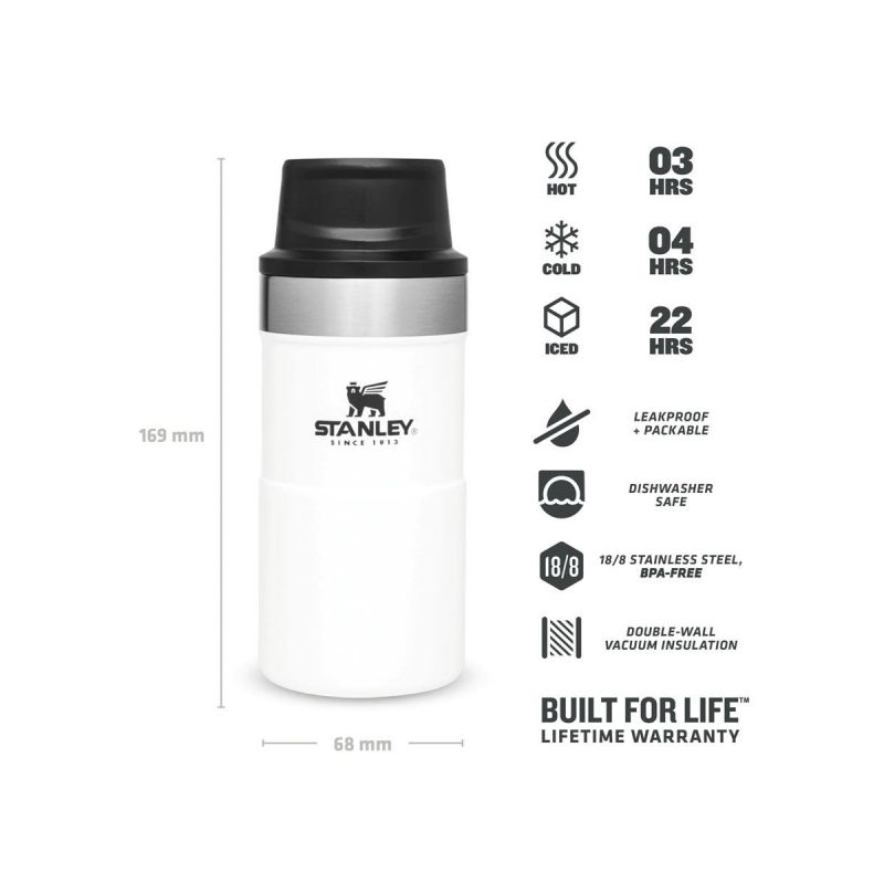 Stanley Thermal Bottle, Classic Trigger-Action Travel Mug 8.5oz / 250ml Polar
