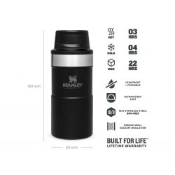Stanley Thermal Bottle, Classic Trigger-Action Travel Mug 8.5oz / 250ml Matte Black Pebble