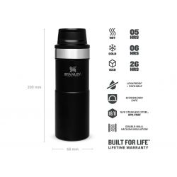 Stanley Thermoflasche, Classic Trigger-Action Travel Mug 12oz / 350ml Matte Black Pebble