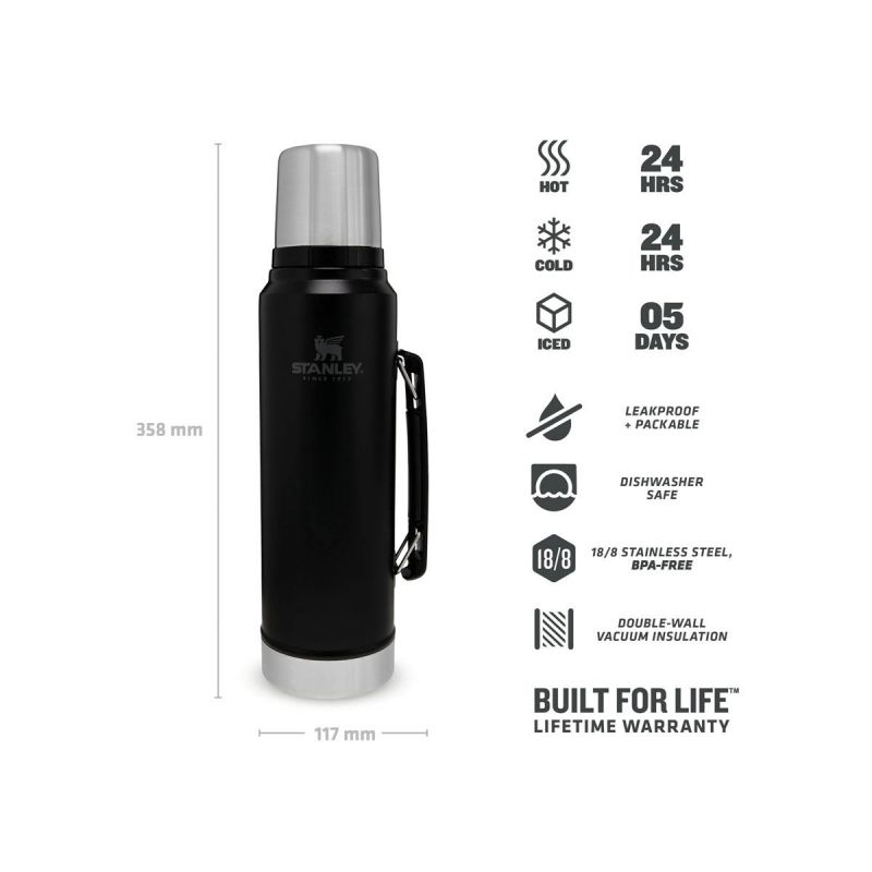 Stanley The Stainless Steel Vacuum Bottle 1L, white, thermos