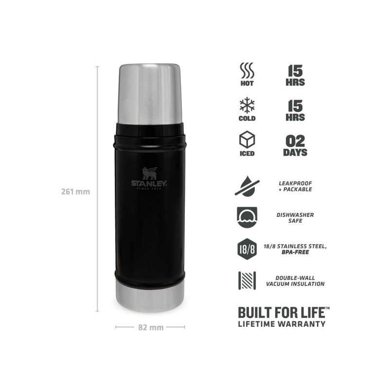 Stanley Thermal Bottle, Classic Legendary Bottle Xsmall 16oz / 470ml Matte Black Pebble