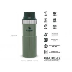 Thermal Bottle Stanley, Classic Trigger-Action Travel Mug 16oz / 470ml Hammertone Green