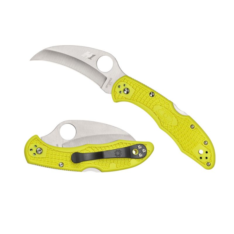 Spyderco Tasman Salt Yellow 106PYL, Tauchmesser, glatte Klinge, Klapptauchmesser.