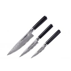 Samura Damascus - 3-częściowy zestaw noży kuchennych (nóż szefa kuchni - nóż do filetowania - nóż do obierania)