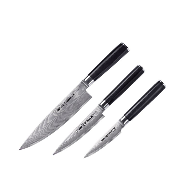 3Pcs Kitchen Knives Set Stainless Steel Japanese Damascus Pattern Pro Chef  Knife