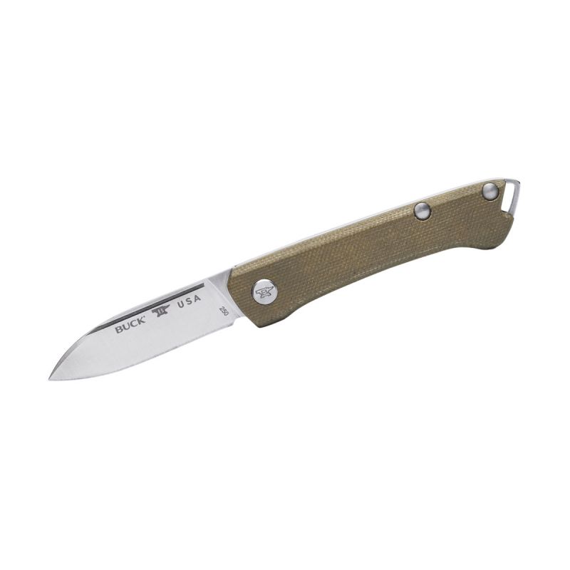 Buck Saunter Drop Green Micarta 250GRS