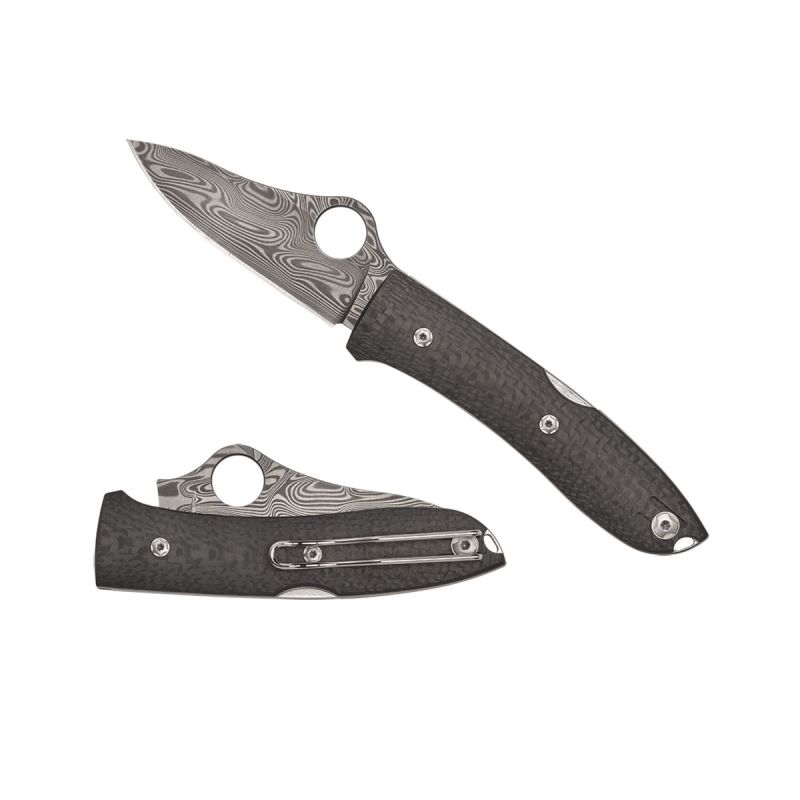 Spyderco Spyopera Carbon Fiber Thor Damascus C255CFPD