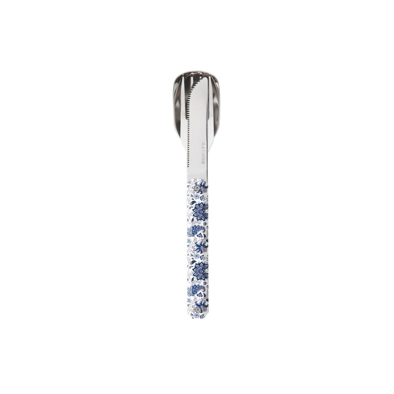 Akinod Magnetic Straight Cutlery 12H34 Mirror Fleur Bleue