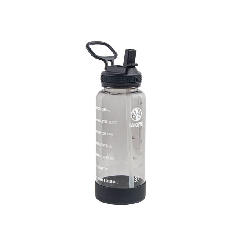 Takeya Tritan Straw Motivational Bottle 32oz / 950ml Stormy Black (52539)