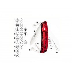 Swiza D03 Heidiland Red, multitool knife, Swiss army knife with 11 functions, multicolor, Made in Swiss.