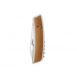 Swiza D03 Lux Leather Brown multiTool knife, Swiss army knife with 11 functions, multicolor, Made in Swiss.