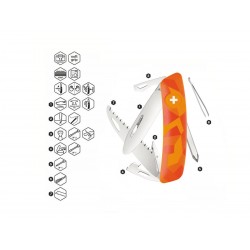 Swiza J06 Junior Urban Orange, Swiss Army Knife with 12 multicolor functions, Made in Swiss.
