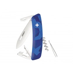 Swiza C03 Camouflage Blue urban, couteau suisse avec 11 fonctions, Made in Swiss.