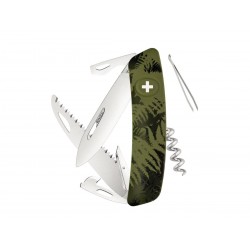 Swiza C05 Camouflage Olive Fern, couteau suisse à 12 fonctions, multicolore, Made in Swiss.