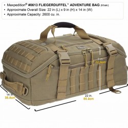 Sac à dos militaire Maxpedition Fliegerduffel Adventure Bag Kaki, sac tactique militaire fabriqué aux États-Unis.