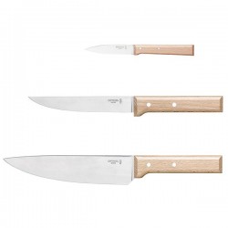 Set coltelli da cucina Opinel, Tris Parallele (coltello chef - coltello trinciante – spelucchino).
