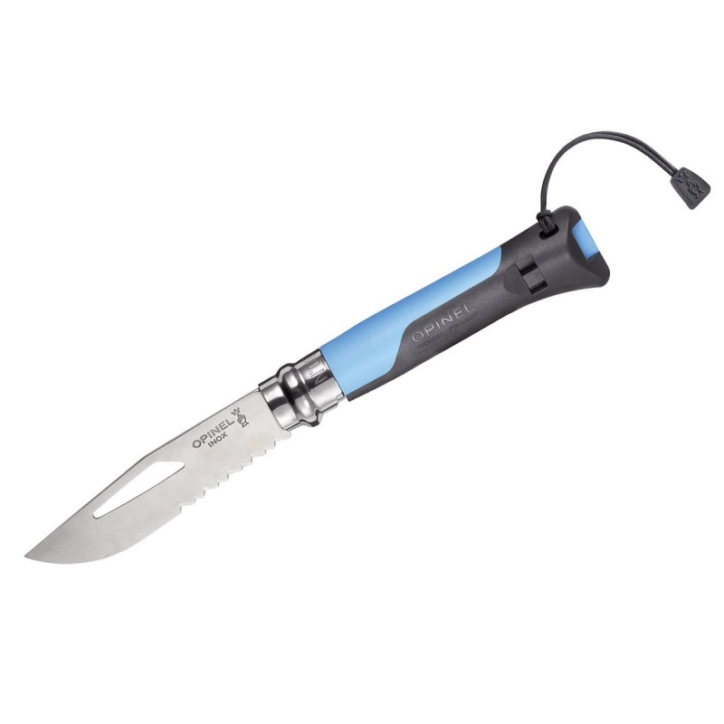 Couteau Opinel n.8 en acier inoxydable Bleu Opinel Outdoor Edition. (couteaux de survie).