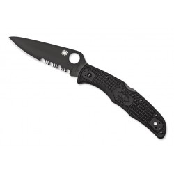 Spyderco Endura C10, Military folding knives. (serrated blade / Total Black) C10PSBBK