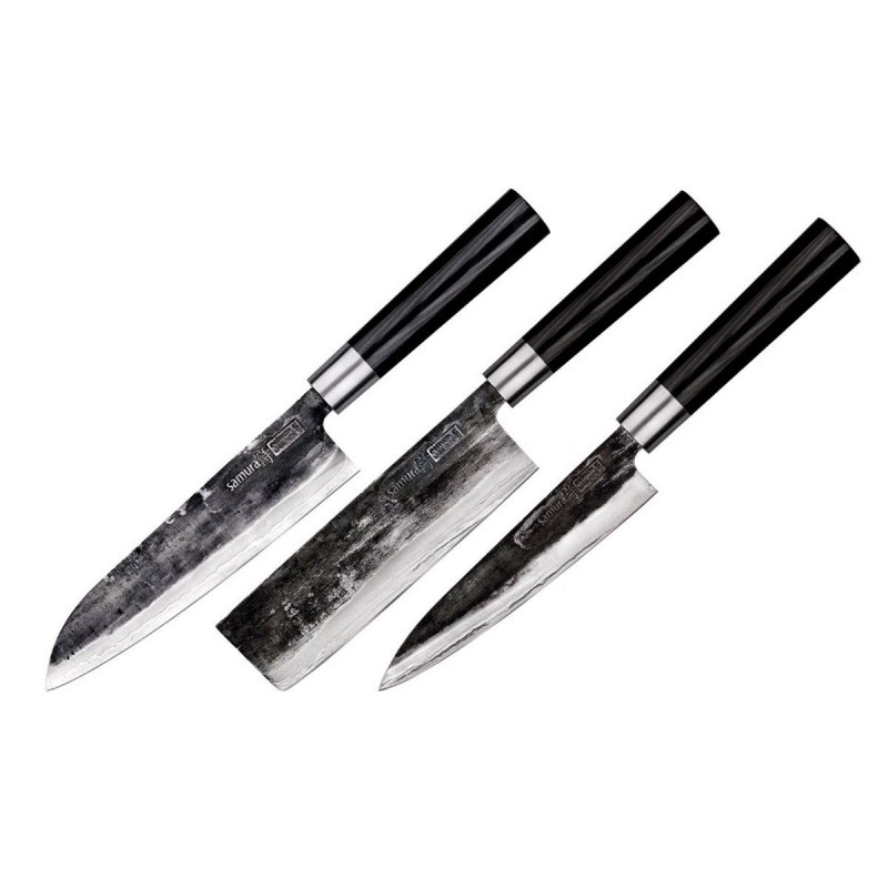 Samura Super 5, Set 3 Stück (Nakiri - Santoku - Filetmesser)