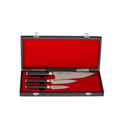 Zestaw noży Samura Mo-V 3 ceny, pudełko z profesjonalnymi nożami.