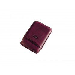 Smooth leather cigar case for 3 Tuscan cigars aubergine color, Jemar (leather cigar case)
