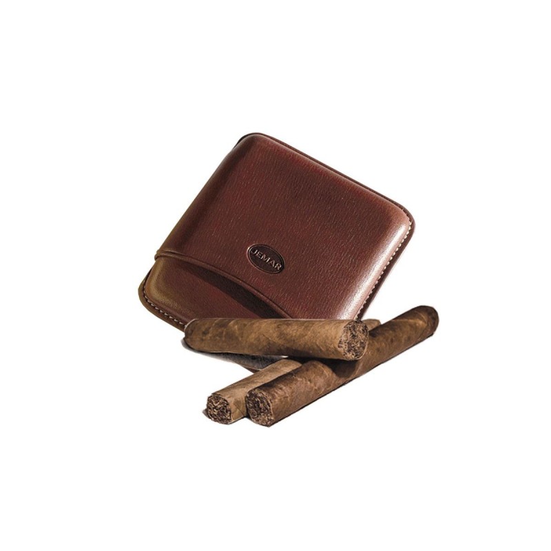 Smooth leather cigar case for 5 Tuscan cigars Color Brown, Jemar (leather cigar case)