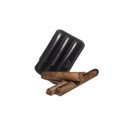 Fluted cigar holder, in black leather, Jemar cigar holder (leather)