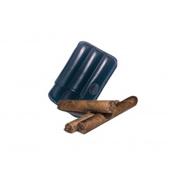 Fluted cigar holder, in Blue leather, Jemar cigar holder (leather)