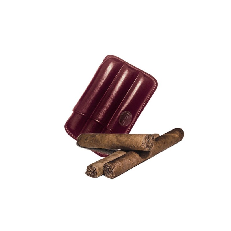 Fluted cigar holder, in aubergine leather, Jemar cigar holder (leather)
