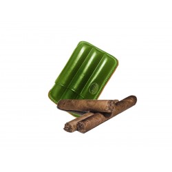 Fluted cigar holder, in Green leather, Jemar cigar holder (leather)