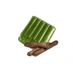Fluted cigar holder, in Green leather, Jemar cigar holder (leather)