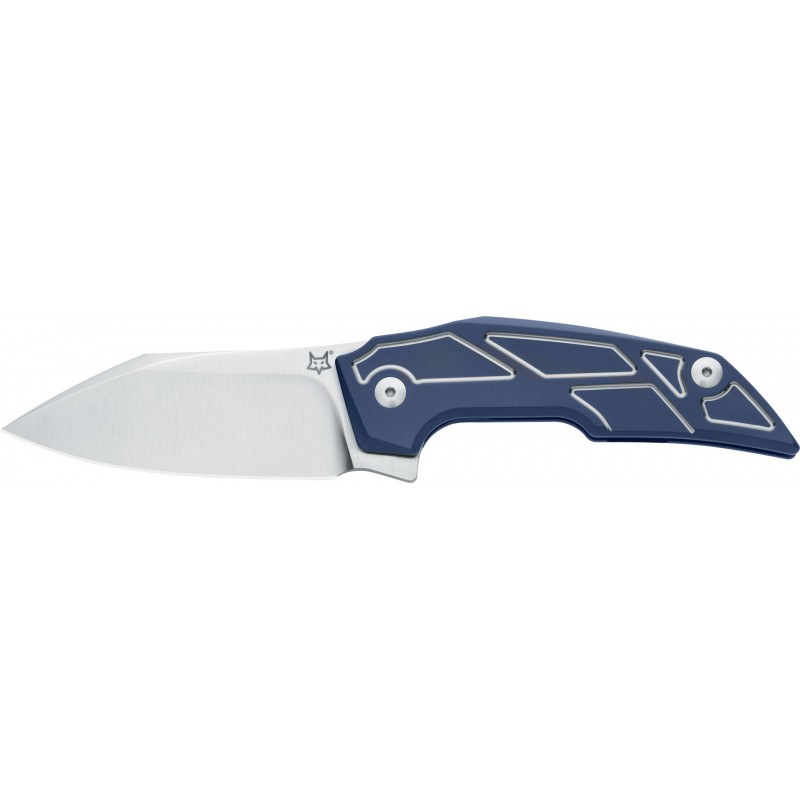 Couteau Fox Phoenix, couteau militaire avec manche en titane bleu, Design Tashi Bharucha