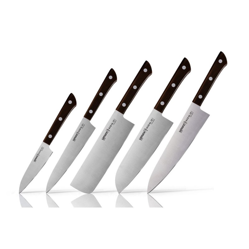 Set mit 5 Stück Samura Harakiri Messer (Gemüsemesser, Kochmesser, Fadenmesser, Santoku Messer, Nakiri)